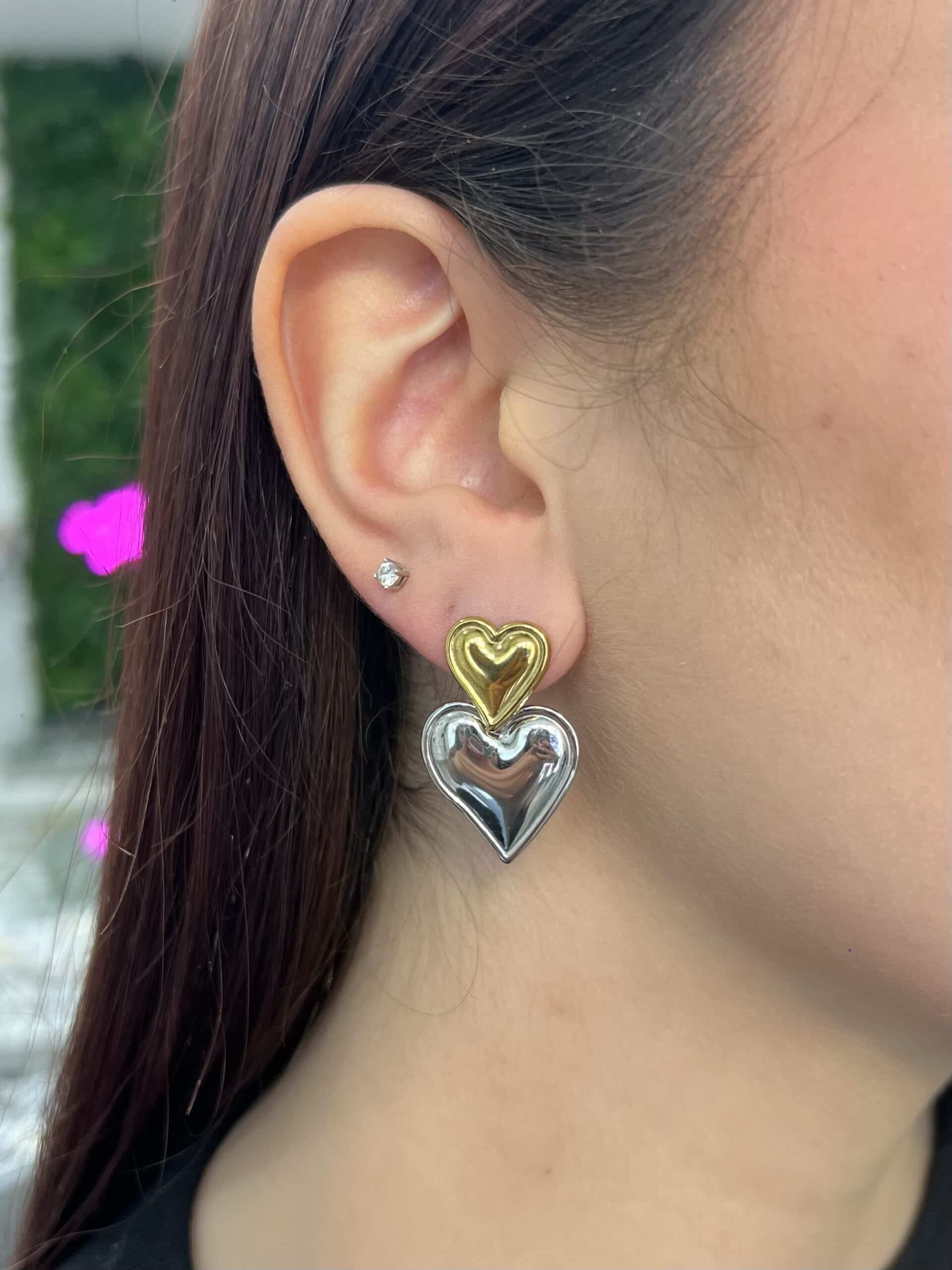 Orecchini Cuorini Bicolor image 0