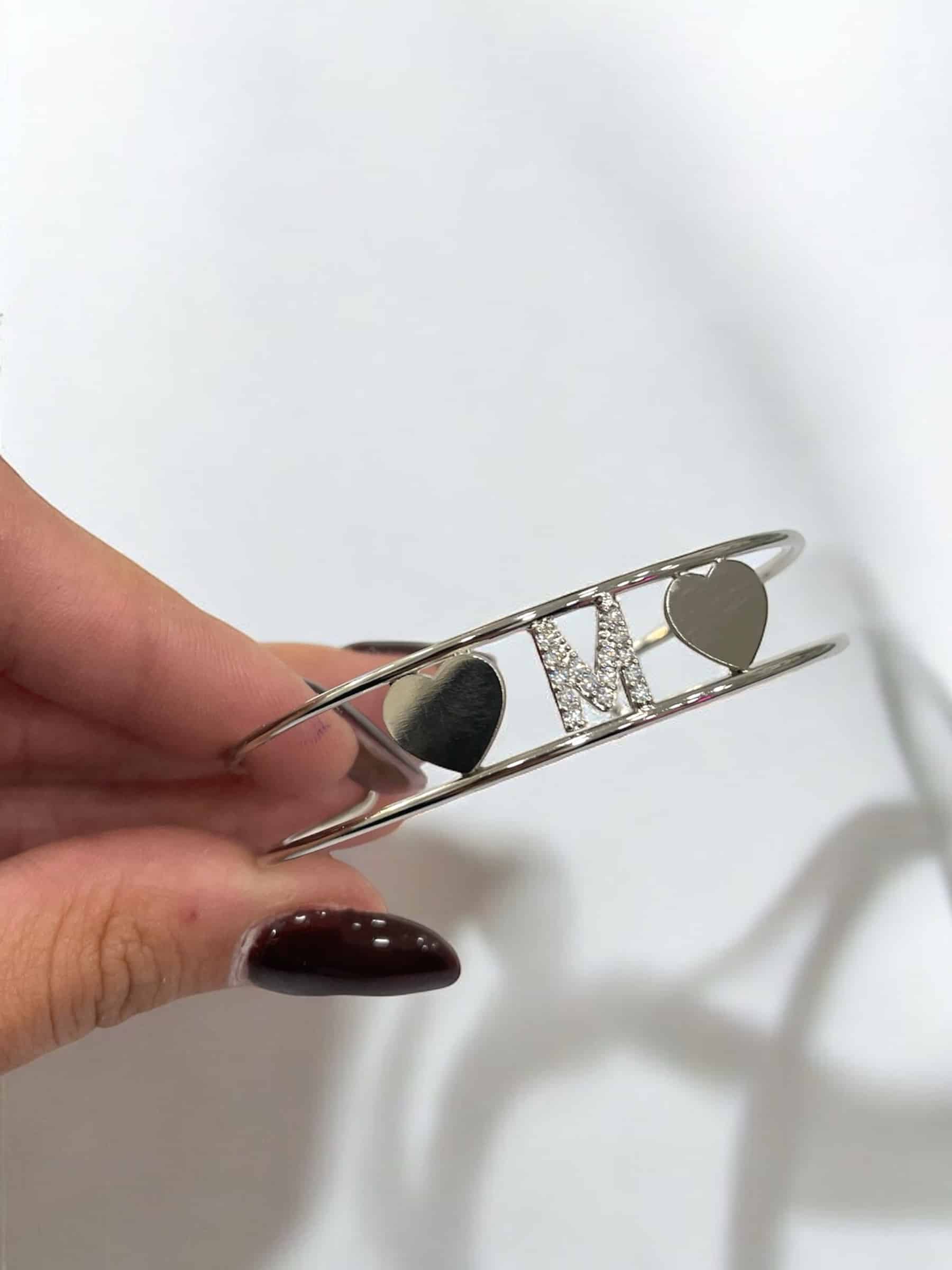 Bracciale iniziale doppio cuore image 1