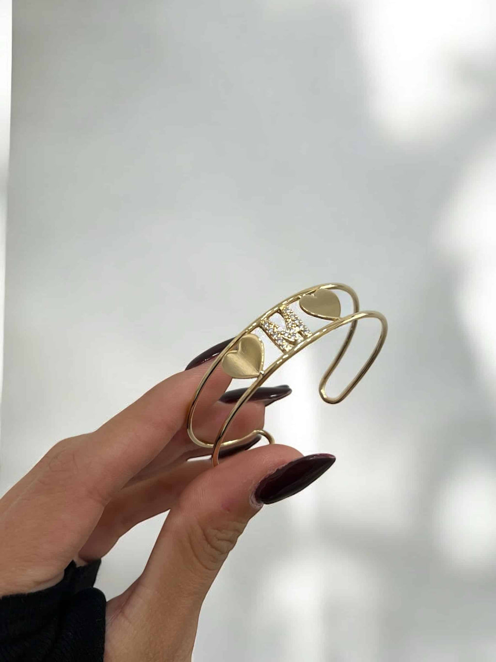 Bracciale iniziale doppio cuore image 2