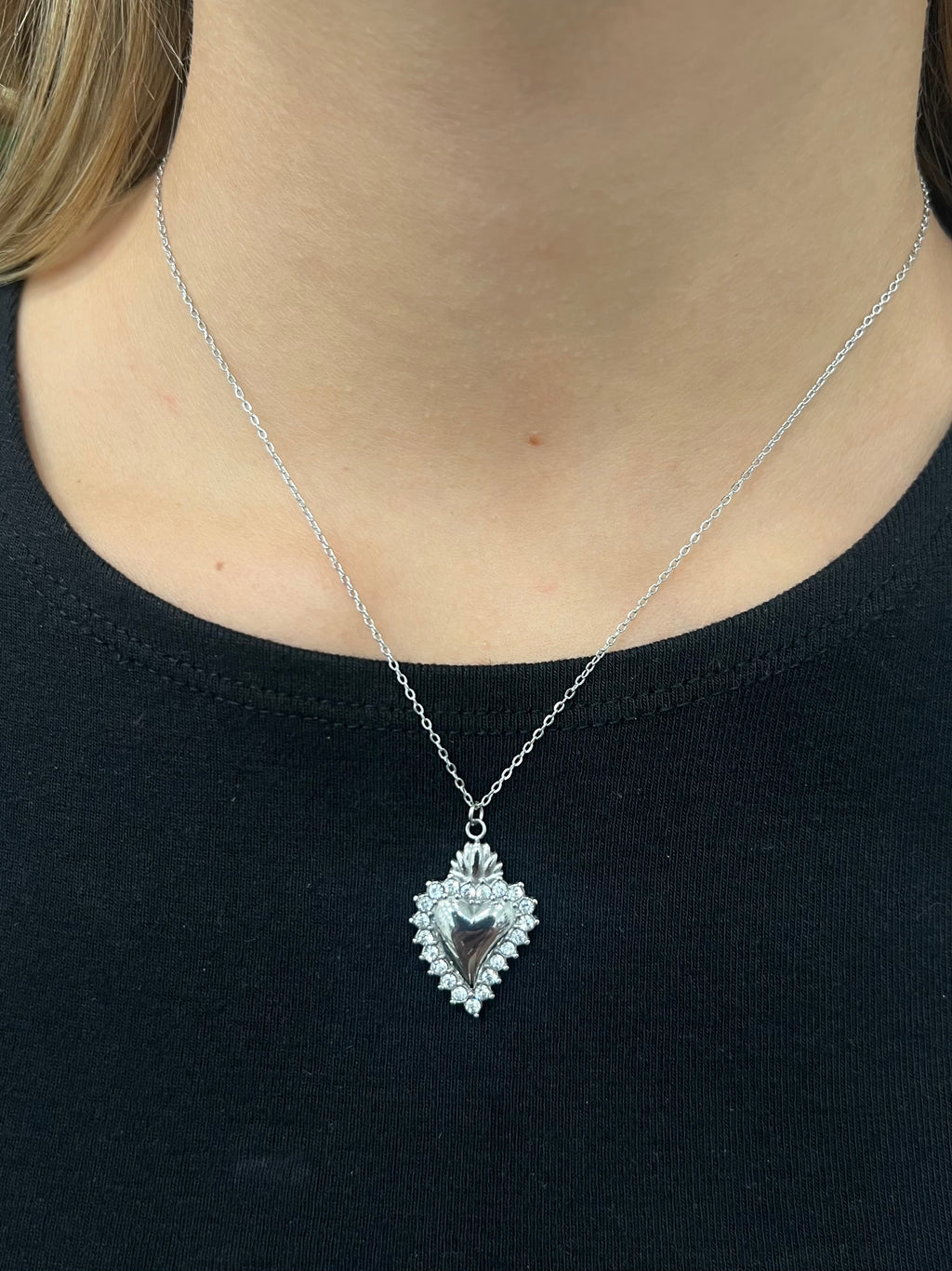 Collana Cuore sacro strass