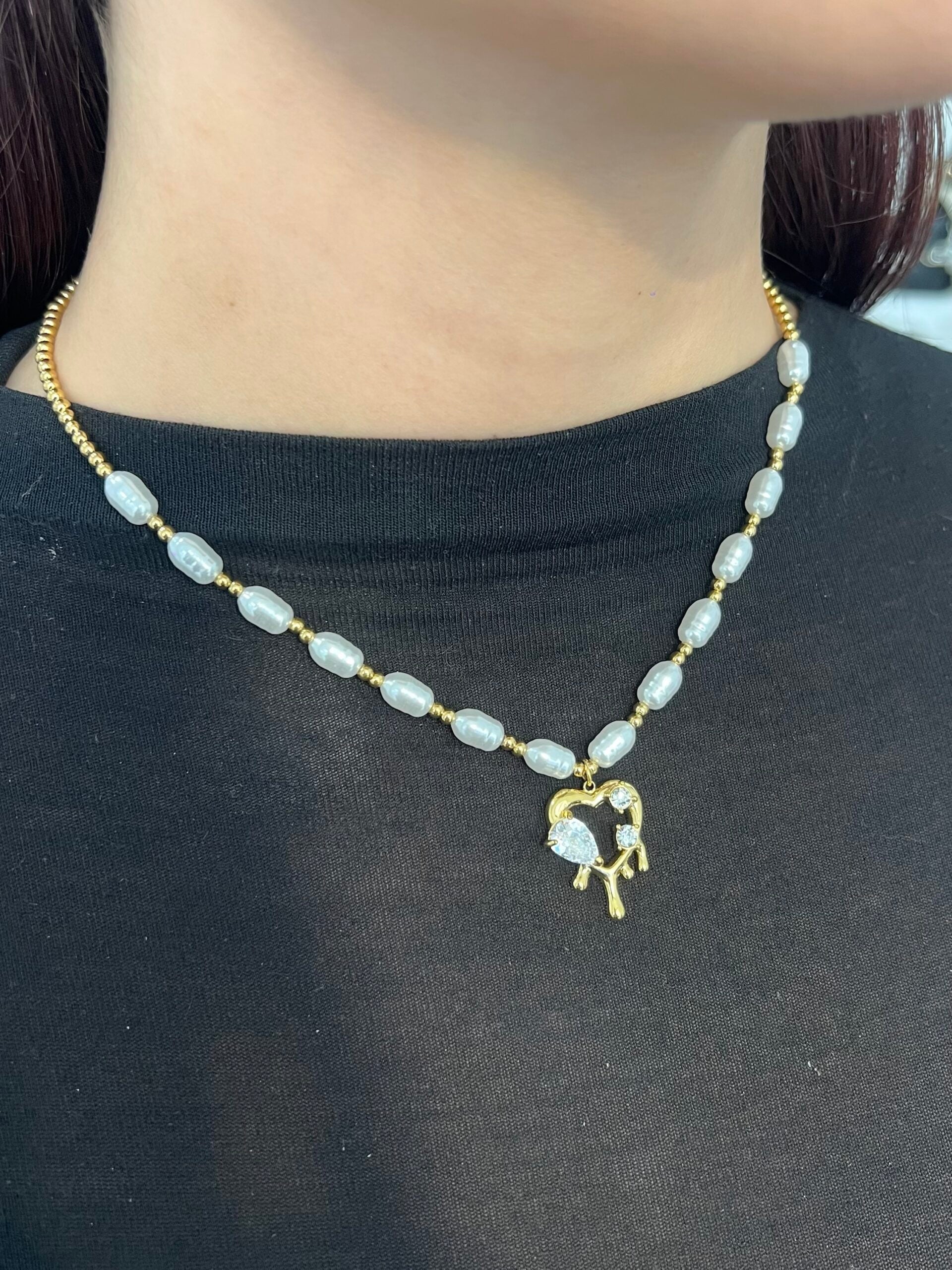 Collana perle heart<span> - </span>Dorata image