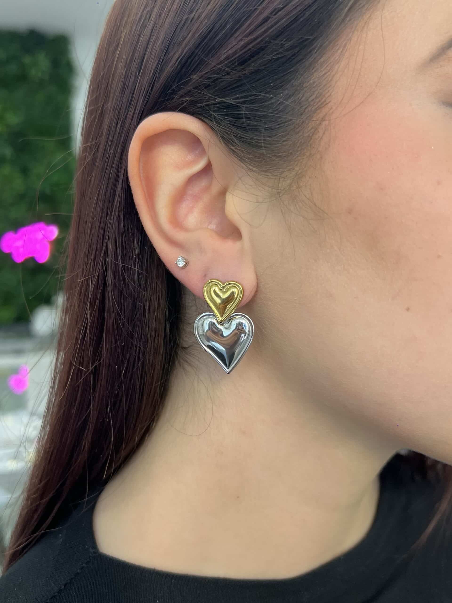 Orecchini Cuorini Bicolor image 1